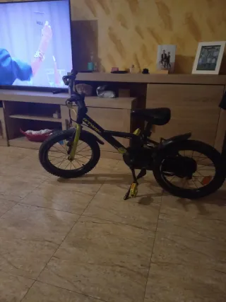 Bicicleta infantil negra y verde