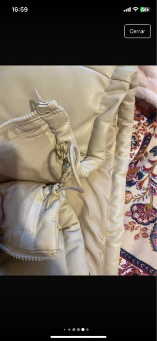 Chaleco Bomber Piel Beige Con Capucha