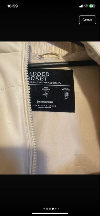 Chaleco Bomber Piel Beige Con Capucha