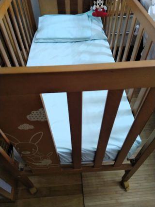 Cuna Micuna Madera Barandilla Abatible