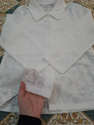 Completo elegante bambina 7 anni bianco ricamato 4