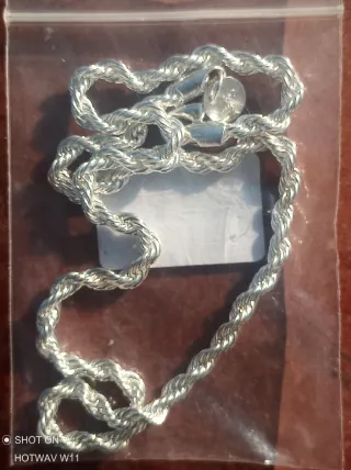 Nuevo Collar y Pulsera Cuerda plateada 925 Cadena