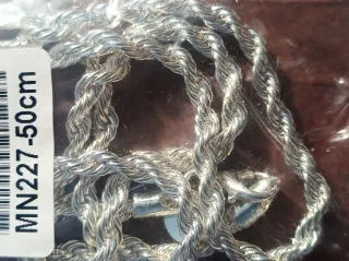 Nuevo Collar y Pulsera Cuerda plateada 925 Cadena