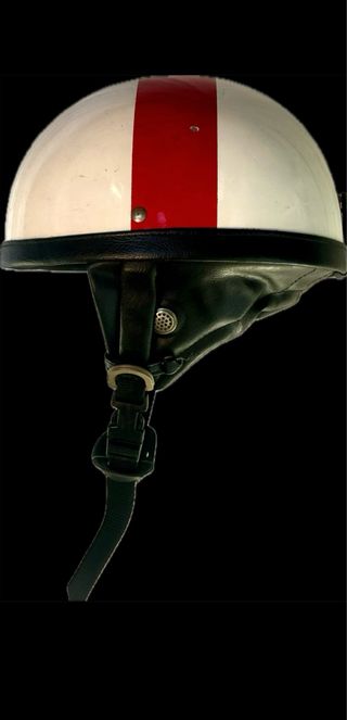 Casco moto blanco y rojo