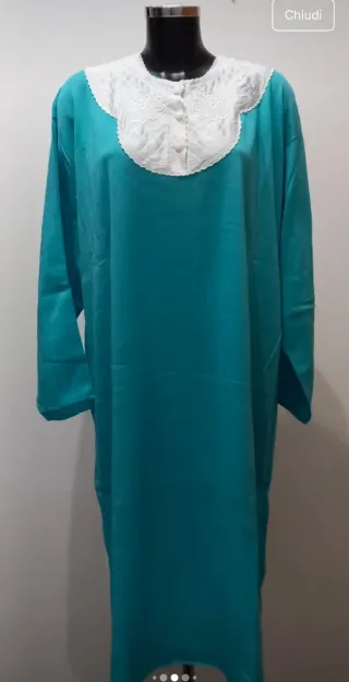 Camicia da notte donna azzurra con colletto bianco