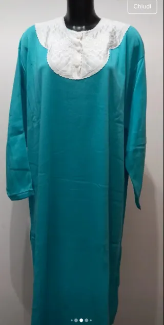Camicia da notte donna azzurra con colletto bianco
