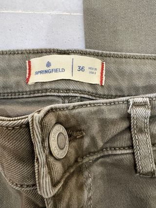 Pantalón vaquero mujer verde oliva Lavado y planch