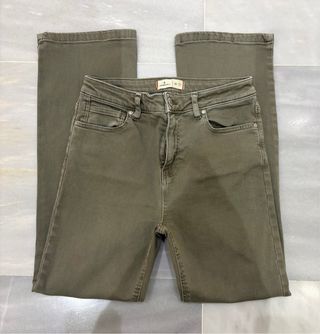 Pantalón vaquero mujer verde oliva Lavado y planch