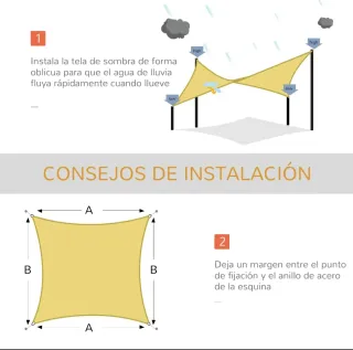 Toldo Vela Rectangular 6x4m Beige