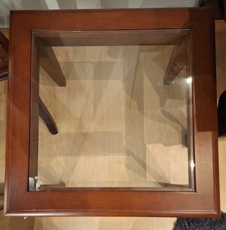 Mesita auxiliar madera y cristal