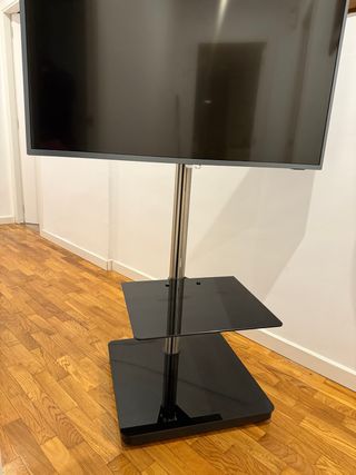 Soporte TV con 2 baldas cristal negro