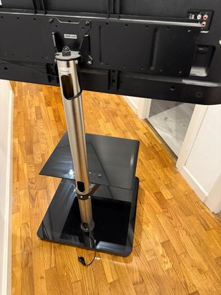 Soporte TV con 2 baldas cristal negro