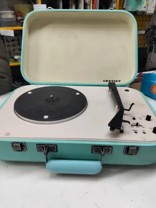 Maleta vintage azul verdoso