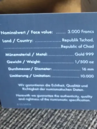 Moneda Oro 24 k. Germania