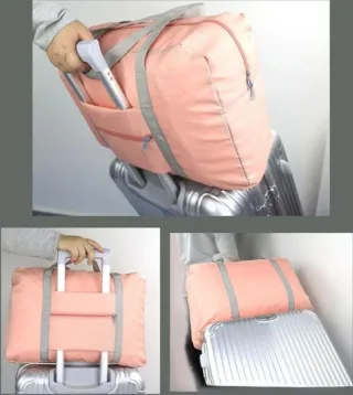 Bolso de viaje plegable naranja y rosa