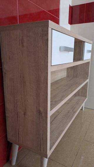 Mueble pasillo/multiusos beige y blanco
