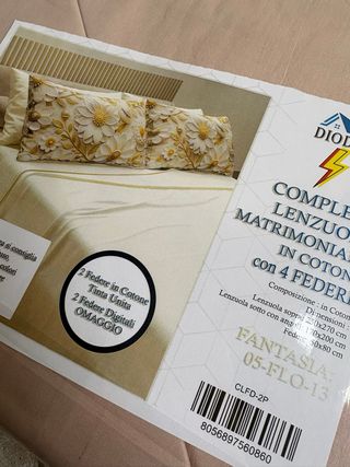 Set Lenzuola Matrimoniali Cotone Beige/Rosa