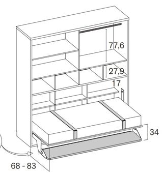 CAMA ABATIBLE CON ARMARIO SUPERIOR RMB 90×190.