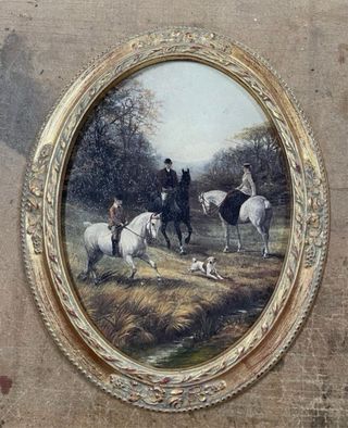 Conjunto 4 Cuadros Caza Ovalados