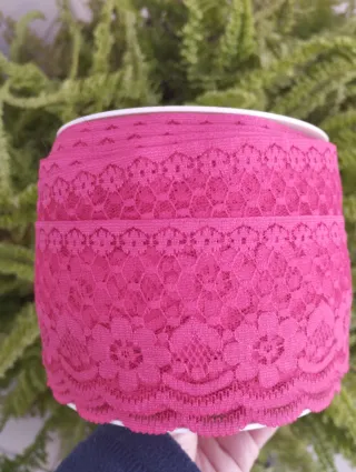 Encaje de nailon en rosa grosella