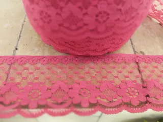 Encaje de nailon en rosa grosella