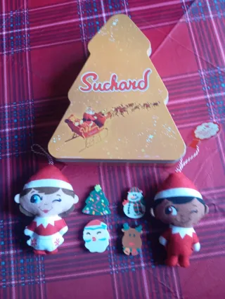 SCATOLA METALLICA - SUCHARD. 2 PUPAZZI E 4 GOMME.