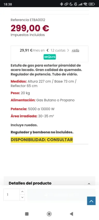 Estufa Exterior Butsir - Negro/Gris