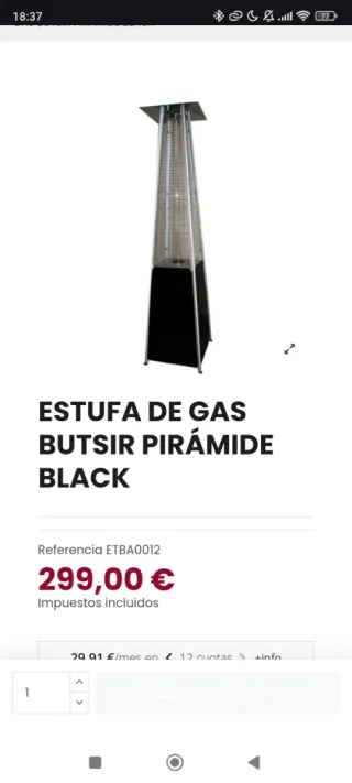 Estufa Exterior Butsir - Negro/Gris