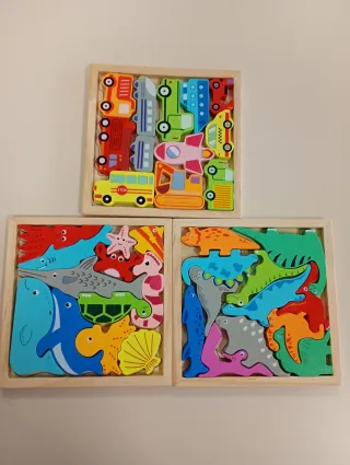 Puzzles madera: dinosaurios, mar, animales