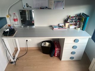 Cama nido con escritorio y baldas