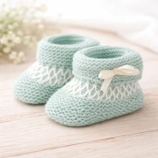 Patucos de bebé, de punto color menta
