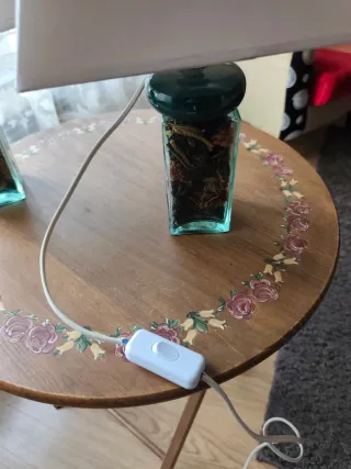 Lámparas de mesa vidrio y tela