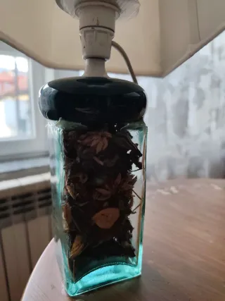 Lámparas de mesa vidrio y tela