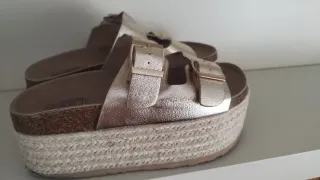 Sandalias Plataforma Doradas Talla 37