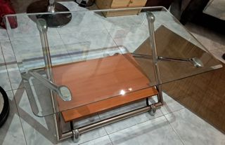 Mesa de centro elevable cristal y madera