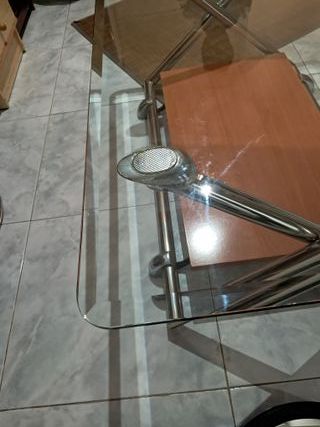 Mesa de centro elevable cristal y madera