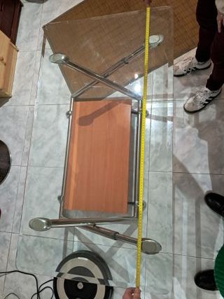 Mesa de centro elevable cristal y madera