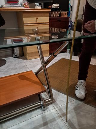 Mesa de centro elevable cristal y madera