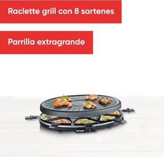 Parrilla Raclette x8: carne,verduras,queso fundido