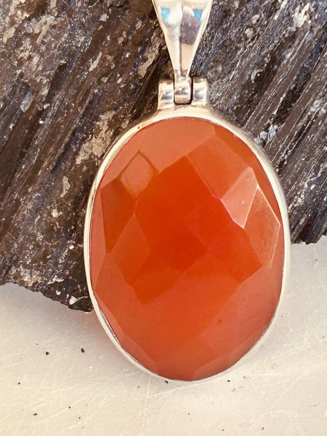 Colgante Cornalina Ovalada Plata 925 Autentico