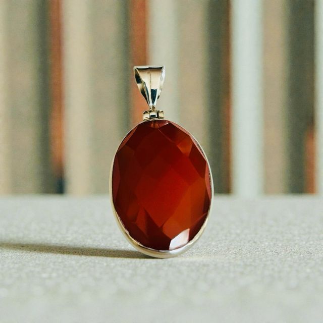 Colgante Cornalina Ovalada Plata 925 Autentico