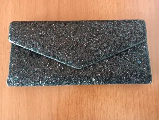 Portafoglio nero glitterato