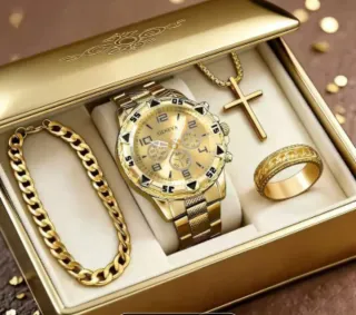 Conjunto de Reloj Geneva Dorado