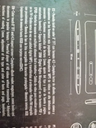 Ebook Energy Sistem8,5,Multimedia+ 8GB+táctil+alum