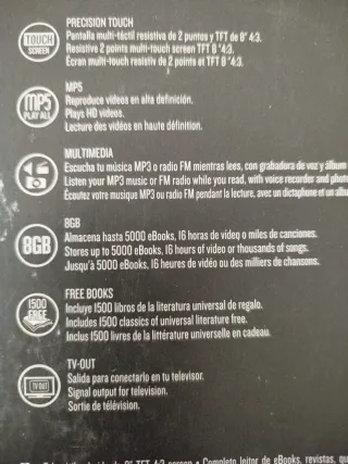 Ebook Energy Sistem8,5,Multimedia+ 8GB+táctil+alum