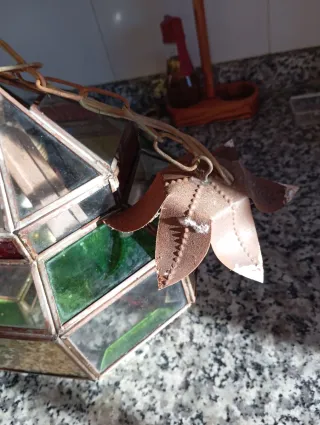 Lámpara colgante cristal y metal