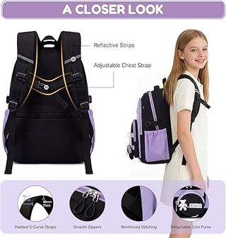 Set Zaino, Borsa e Astuccio Viola/Nero