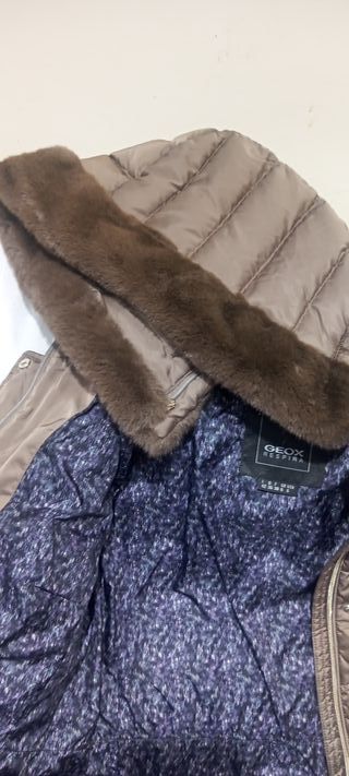 Abrigo Plumas Geox Mujer Talla 42 Marrón