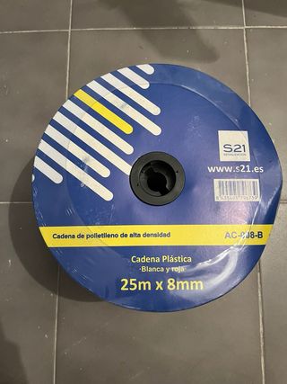 Cadena Plástica Blanca y Roja 25m x 8mm NUEVA