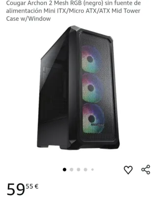 Torre PC Cougar Archon 2 Mesh RGB Cristal Templado USB 3.0 Negro